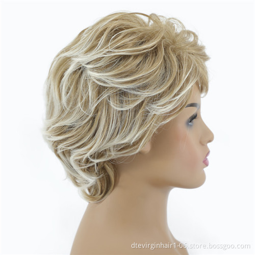 6inch Short Blonde Male Wig Natural Synthetic Hair Wig HairStyle For Black Women